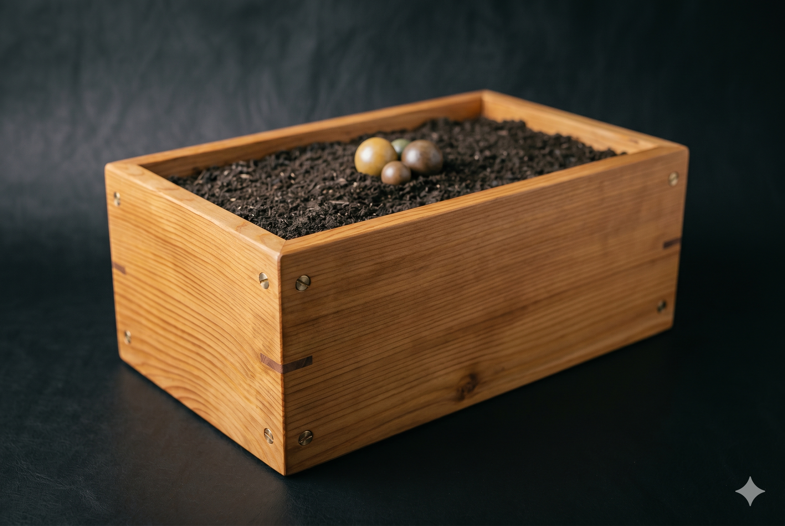 Cedar memorial planter with finished soil